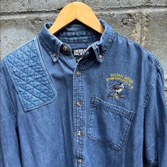 Vintage Long Island hunting shirt size M 90s Peconic River denim button down - Picture 1 of 5